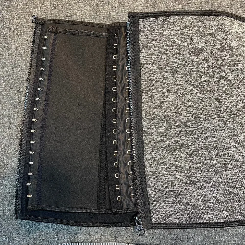 Waist Trainer Corset Tummy Control 3XL Zip Hook Eye Zip Boning Gray Neoprene